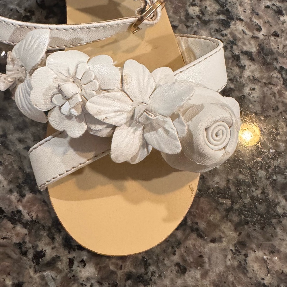 Janie and Jack White Floral Sandals with Ankle Straps